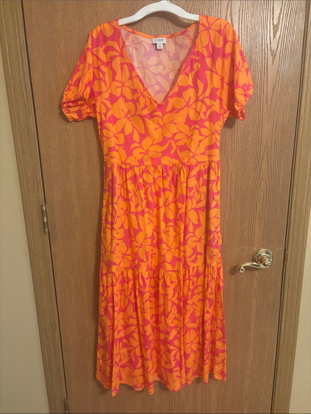 J. Crew Orange and Pink Floral Maxi Dress